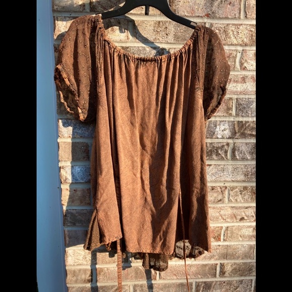 Scully Embroidered Brown Fairy Grunge Fairycore Witchy Whimsygoth Boho Top - Picture 6 of 9